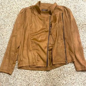 Tan suede bomber jacket